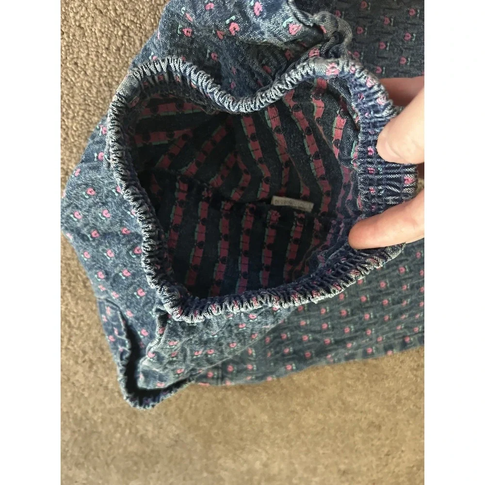 Vintage 90s Oshkosh B'gosh Floral Print Denim Cargo Pants Toddler Girls Size 4